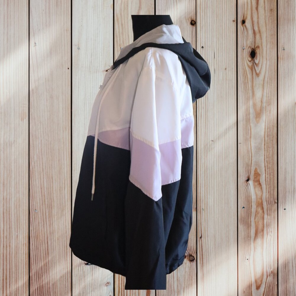 Angel Kiss Windbreaker w/hood, Black, Purple & White (Kings), lined, Large - Picture 2 of 4